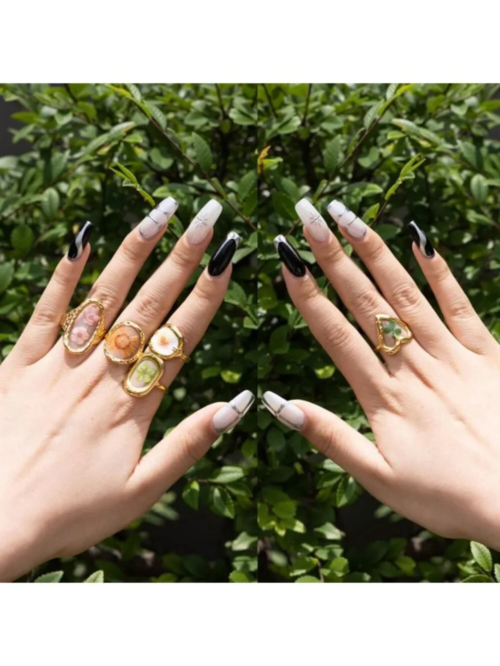 5pcs Adjustable Floral Chunky Gold Rings Set - Vintage Y2K Jewelry, Tarnish-Free